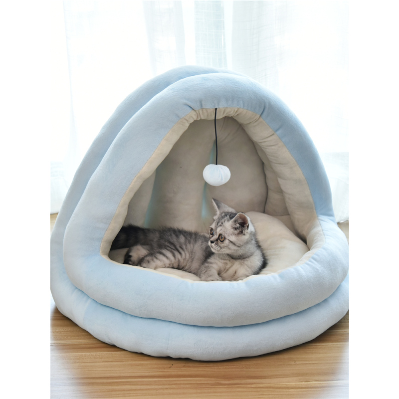 Manufacturer wholesale warm plush soft pp cotton cat yurt folding house bed