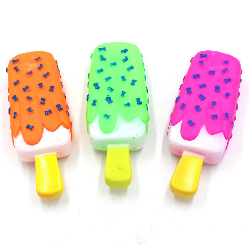 Manufacturer wholesale pink green orange ice cream shape dog vinyl toys