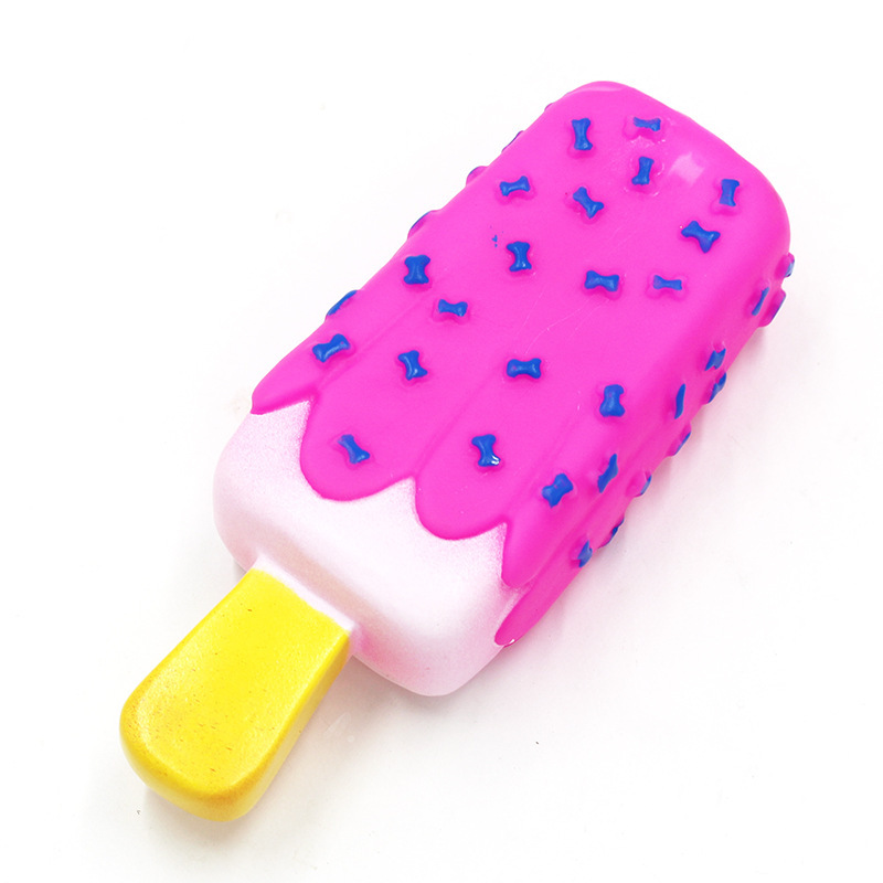 Manufacturer wholesale pink green orange ice cream shape dog vinyl toys