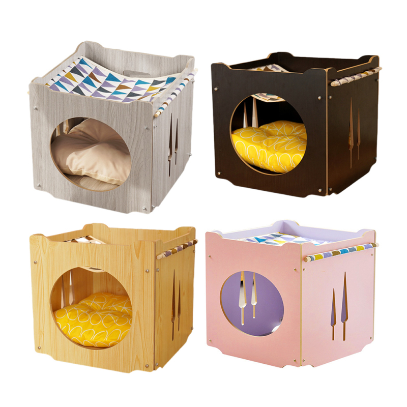 Wholesale One Two Layer Detachable MDF Board Cat House Indoor