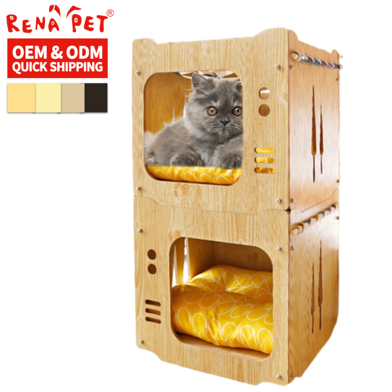 Wholesale One Two Layer Detachable MDF Board Cat House Indoor