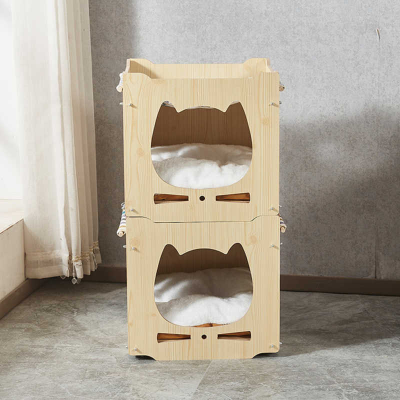 Wholesale One Two Layer Detachable MDF Board Cat House Indoor