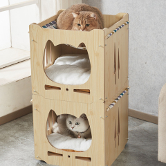 Wholesale One Two Layer Detachable MDF Board Cat House Indoor