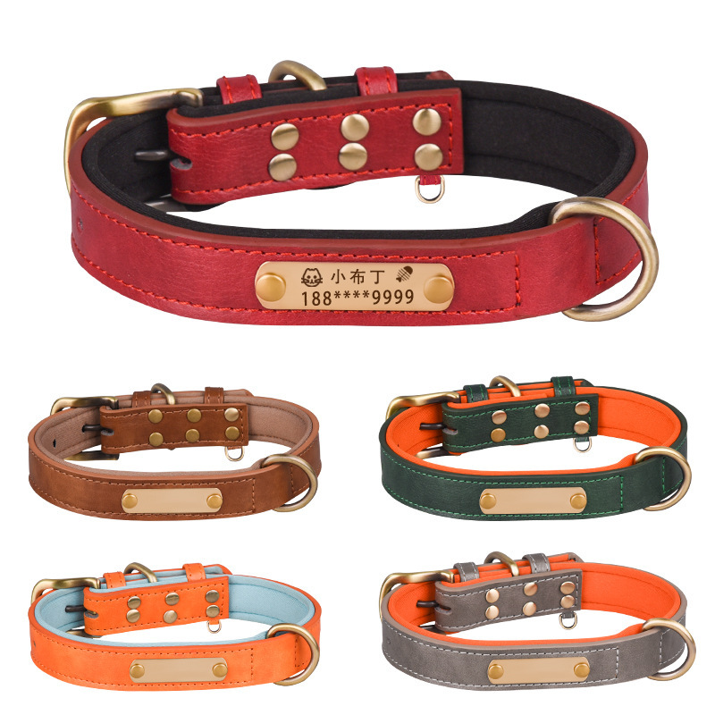 Wholesale Custom logo Adjustable Dog Leather Collar