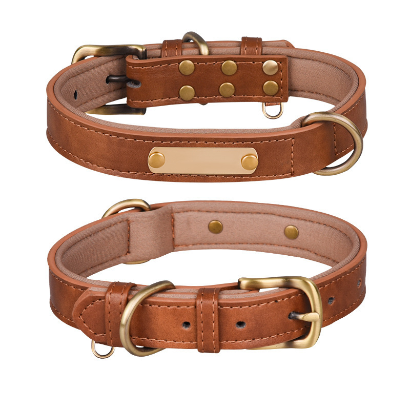 Wholesale Custom logo Adjustable Dog Leather Collar
