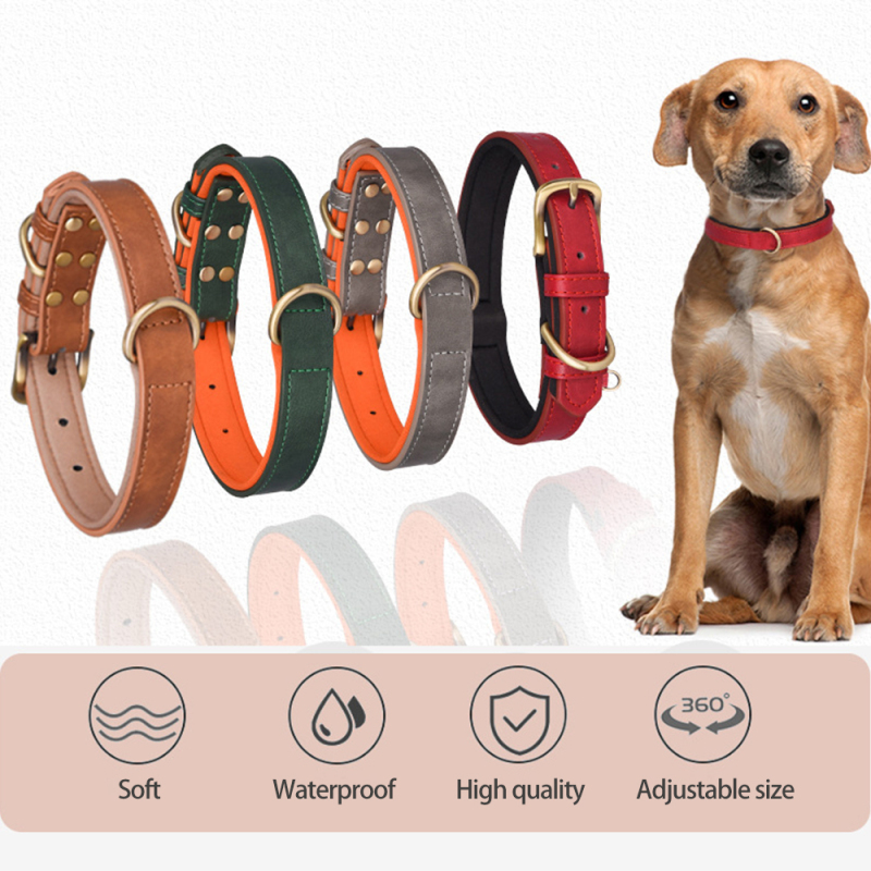 Wholesale Custom logo Adjustable Dog Leather Collar