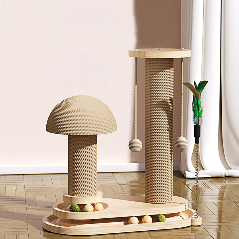 Manufacturer Wholesale Beige MDF Board Wooden Toy Cat Scratcher