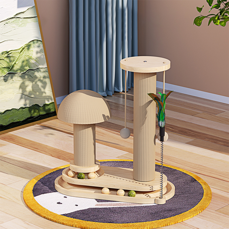 Manufacturer Wholesale Beige MDF Board Wooden Toy Cat Scratcher