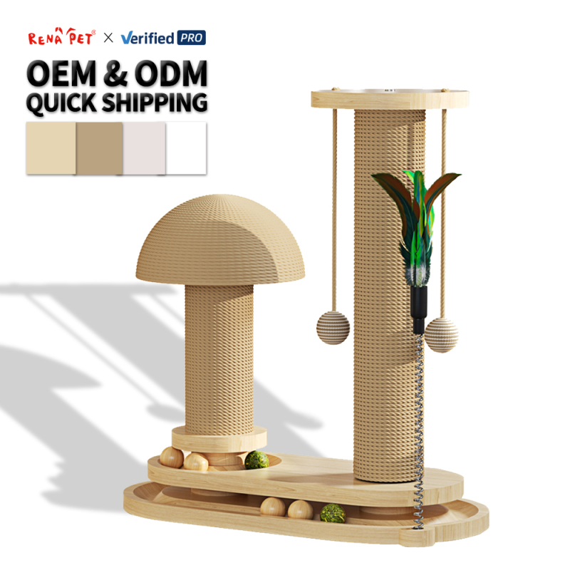 Manufacturer Wholesale Beige MDF Board Wooden Toy Cat Scratcher