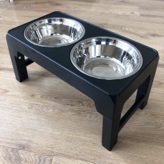 Manufacturer wholesale black raised adjustable height elevated dog two bowls