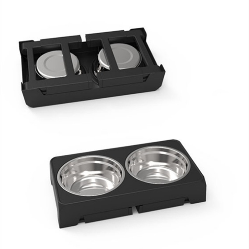 Manufacturer wholesale black raised adjustable height elevated dog two bowls