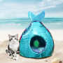Manufacturer wholesale  colorful mermaid design winter warm cat tent bed