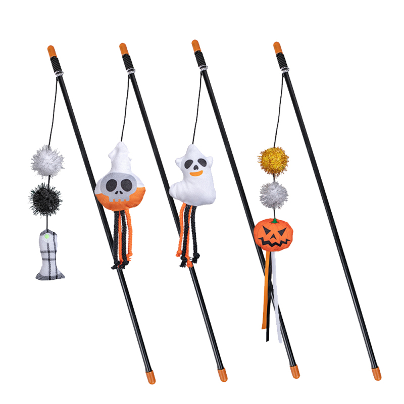 Manufacturer Wholesale Halloween Plush Stick Cat Toy Teaser
