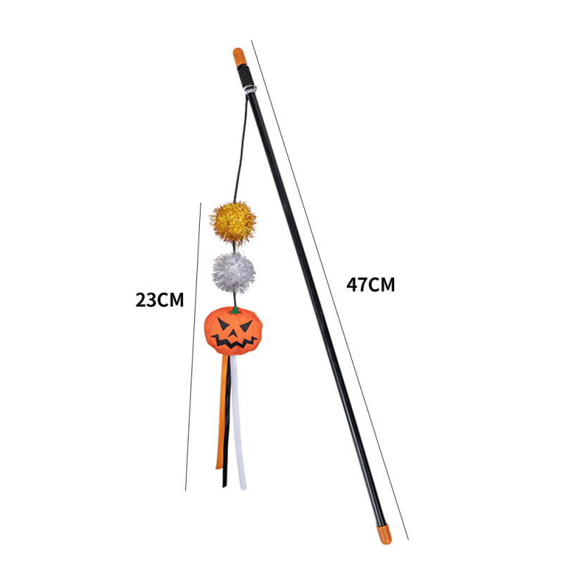 Manufacturer Wholesale Halloween Plush Stick Cat Toy Teaser