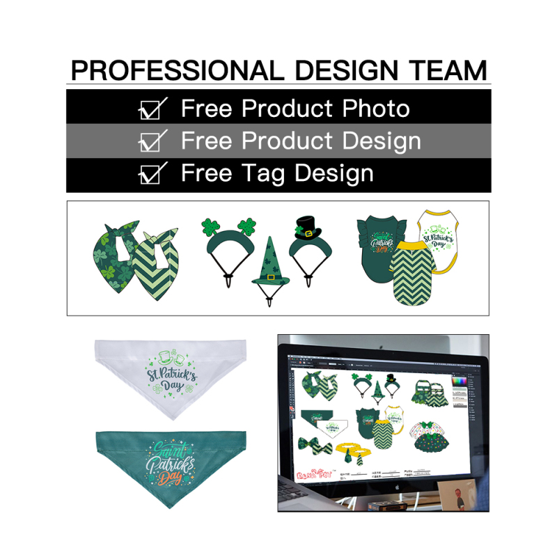 Manufacturer Wholesale Green Series  Bandana Bow Tie Pet t Shirt Dog Dresses