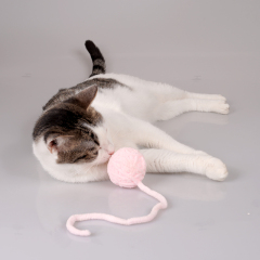 Manufacturer wholesale pink yellow grey cat plush ball toys