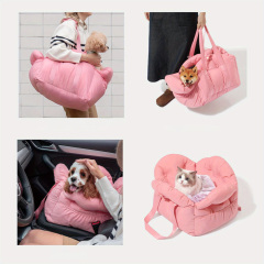 Manufacturer Wholesale Custom logo Pink Luxury Portable Carrier Pet Dog Car Seat Bed