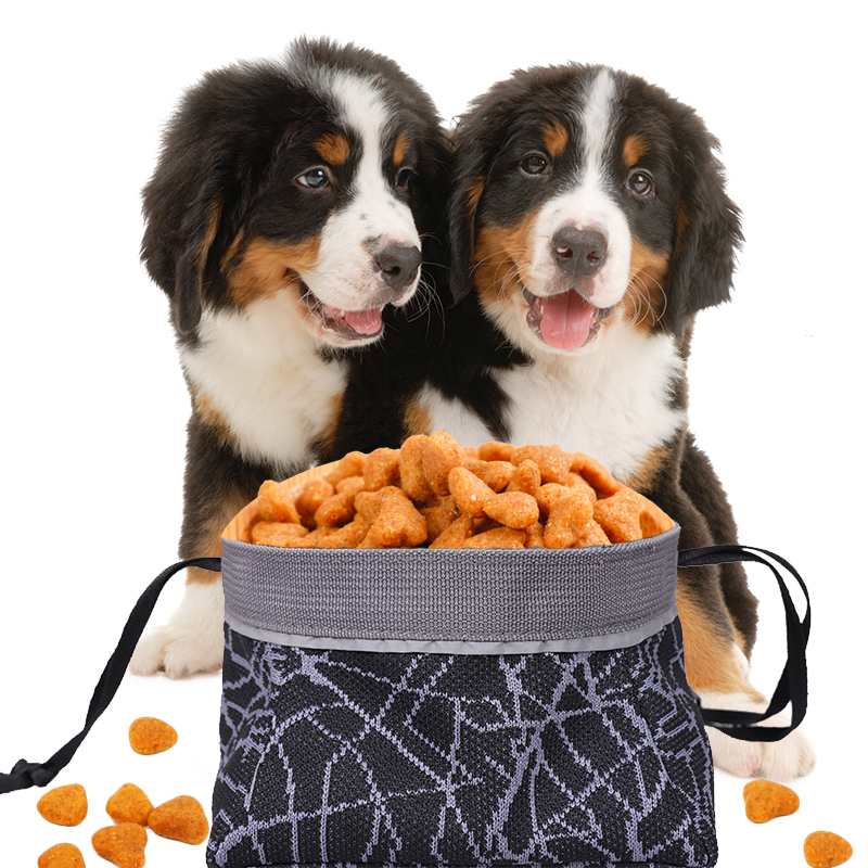 Manufacturer wholesale foldable polyester portable travel dog food bag bowl