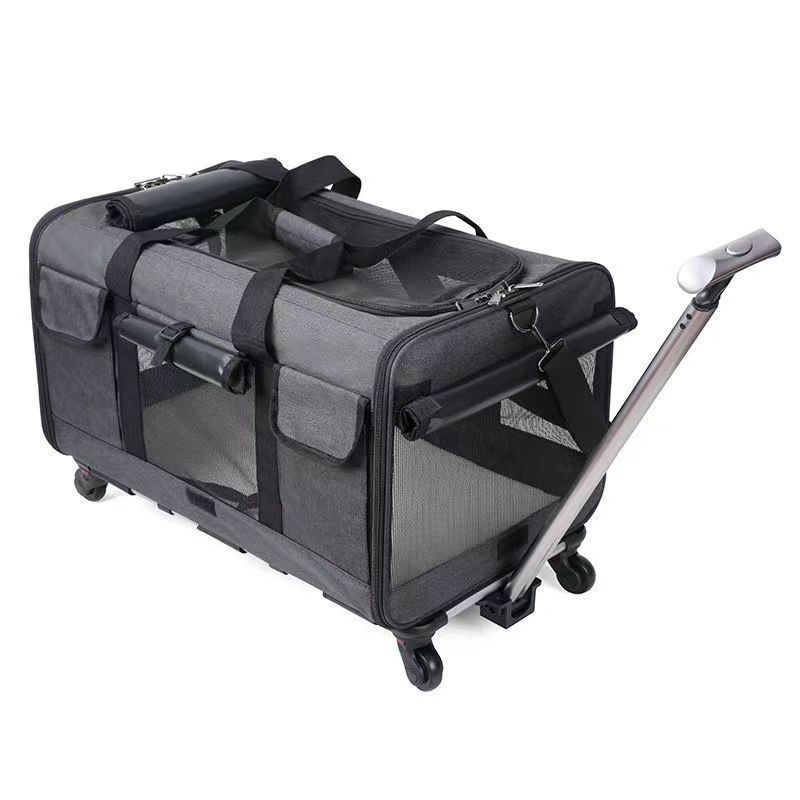 Wholesale Portable Outdoor Breathable Detachable Small Dog Cat Carrier Bag with Wheels