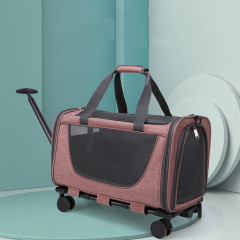 Wholesale Portable Outdoor Breathable Detachable Small Dog Cat Carrier Bag with Wheels