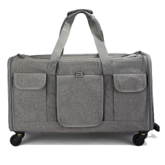 Wholesale Portable Outdoor Breathable Detachable Small Dog Cat Carrier Bag with Wheels