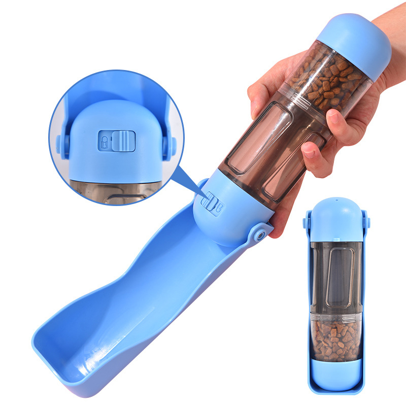 Manufacturer wholesale foldable dog water bottle with poop bag food storage