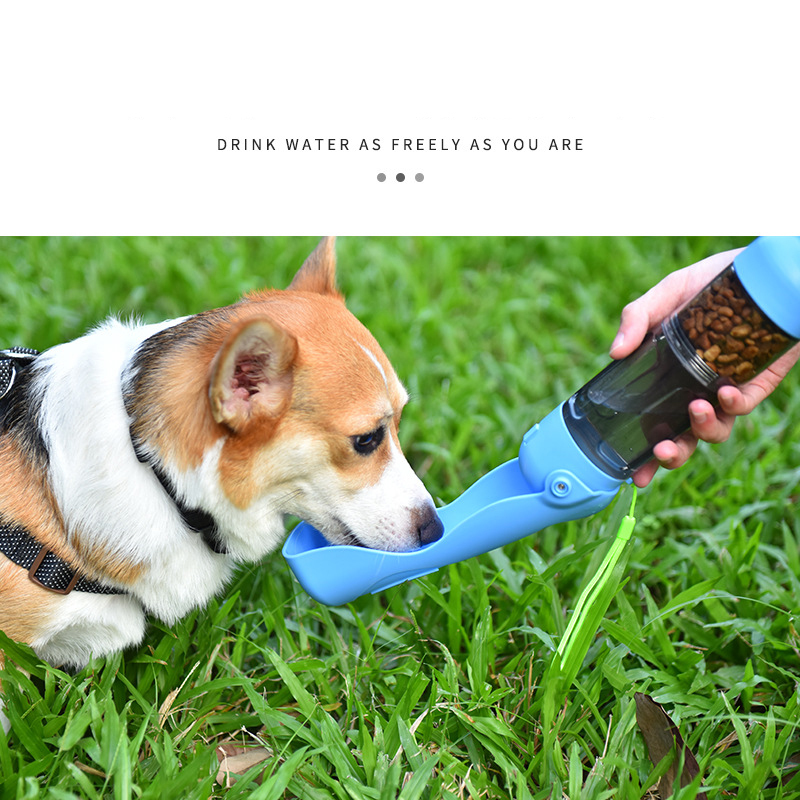 Manufacturer wholesale foldable dog water bottle with poop bag food storage