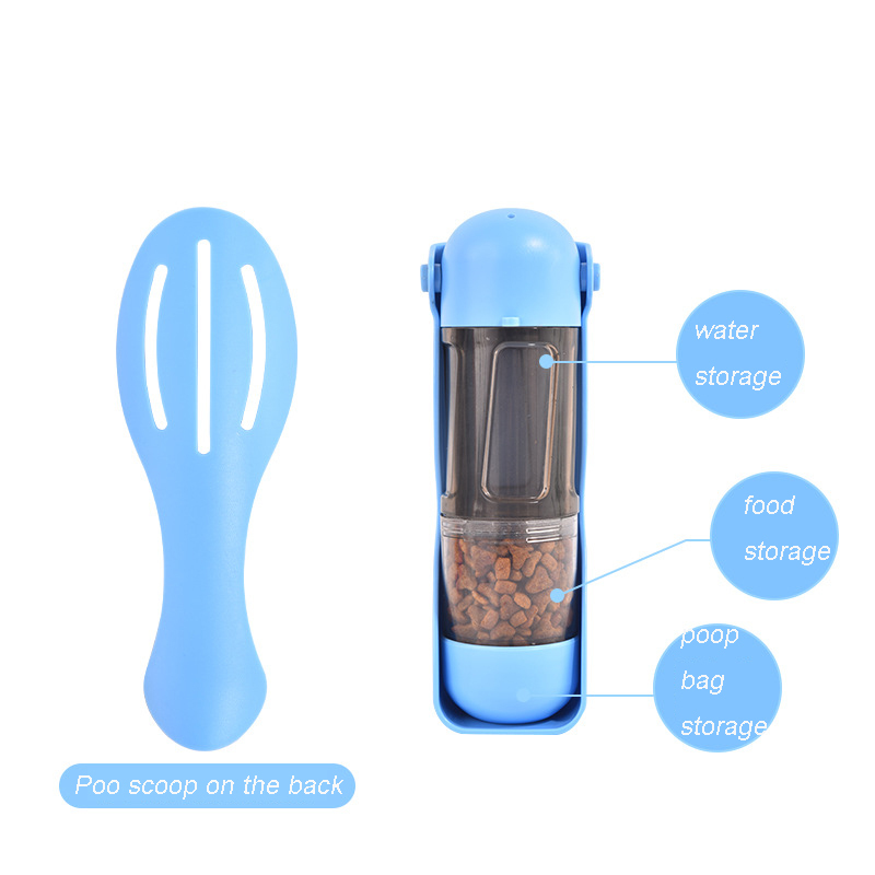 Manufacturer wholesale foldable dog water bottle with poop bag food storage