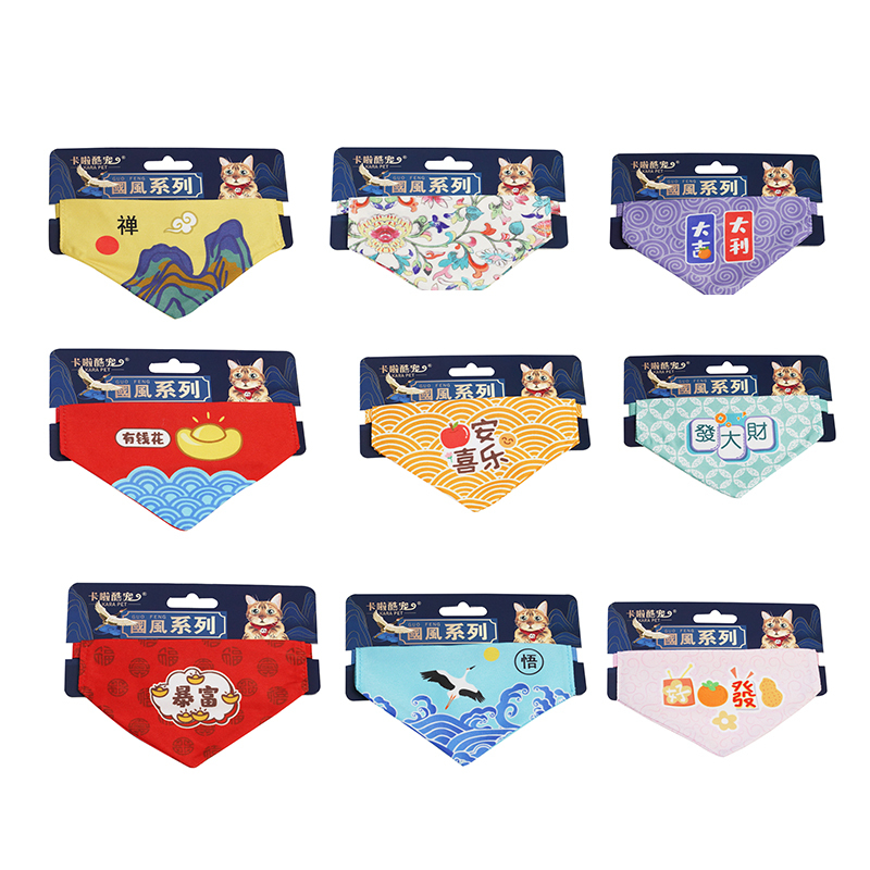 Manufacturer wholesale custom cotton adjustable cat accessories dog bandana collar