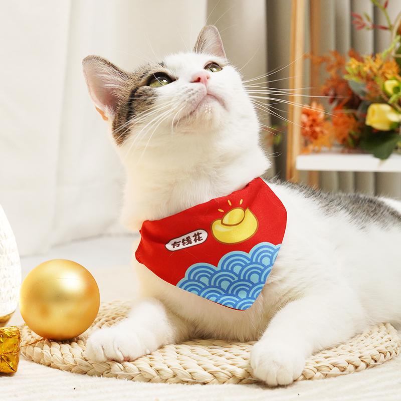 Manufacturer wholesale custom cotton adjustable cat accessories dog bandana collar