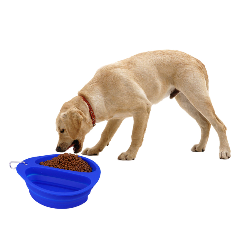 Manufacturer wholesale silicone dog two bowls collapsible