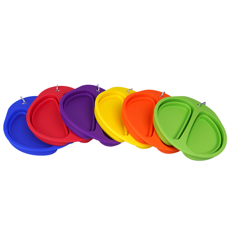 Manufacturer wholesale silicone dog two bowls collapsible