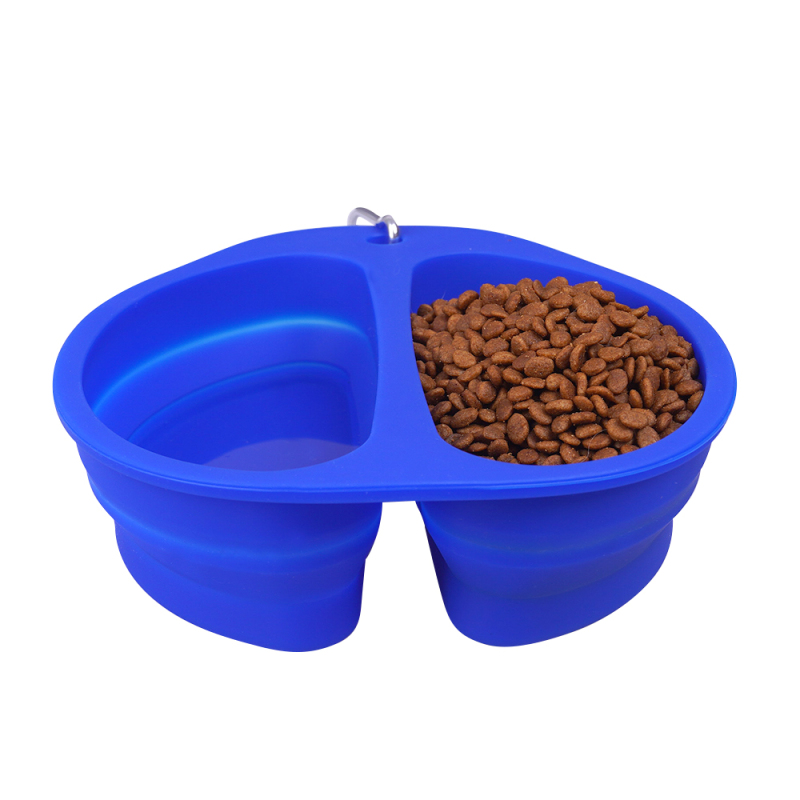 Manufacturer wholesale silicone dog two bowls collapsible