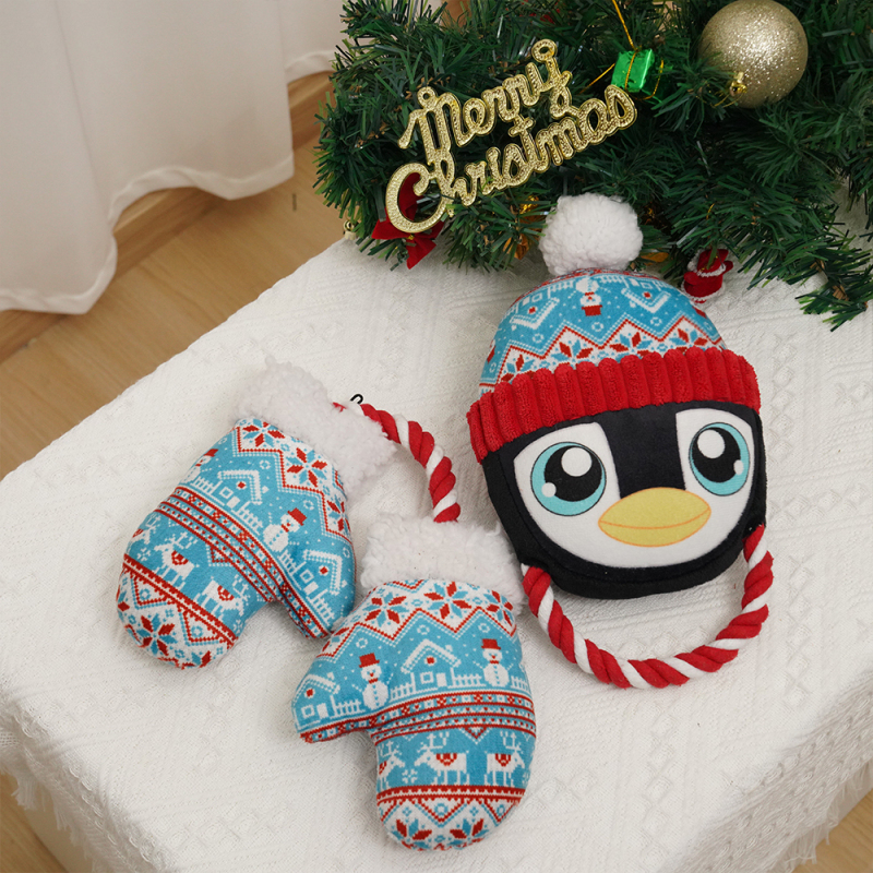 Manufacturer wholesale glove design dog christmas plush rope toys