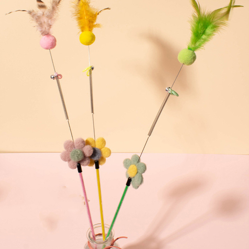 Wholesale  Flower Feather Teaser Cat Stick Toys