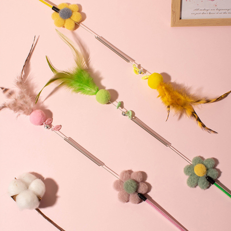 Wholesale  Flower Feather Teaser Cat Stick Toys