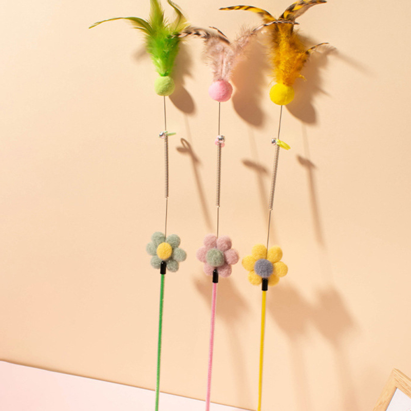 Wholesale  Flower Feather Teaser Cat Stick Toys