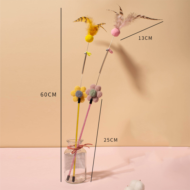 Wholesale  Flower Feather Teaser Cat Stick Toys