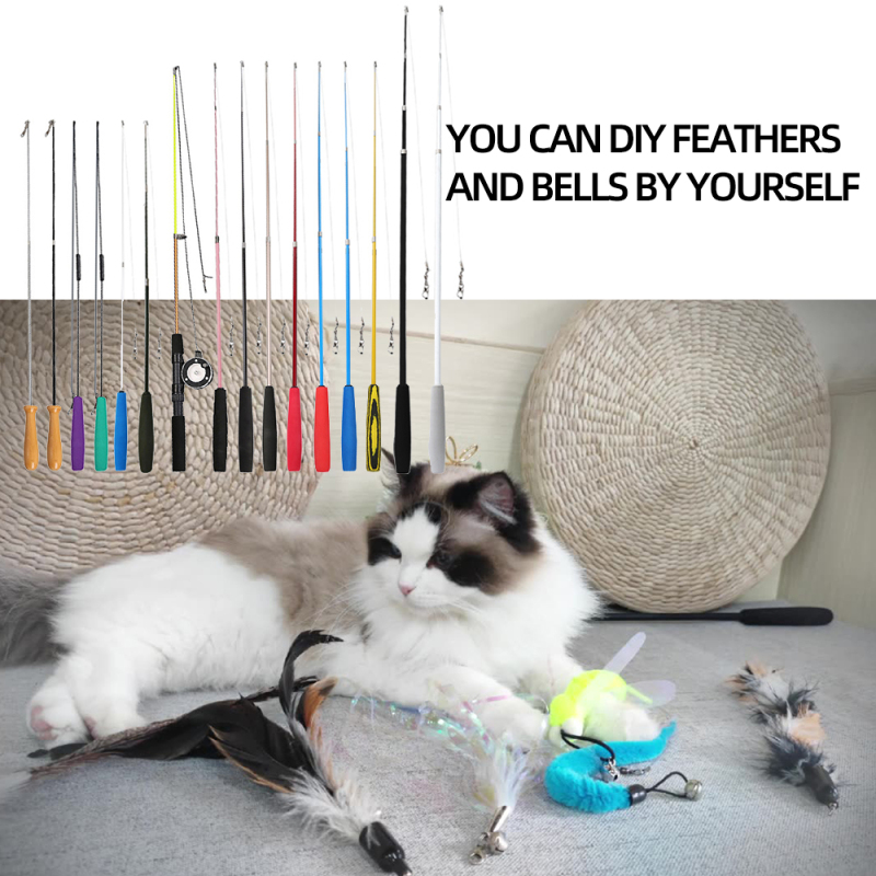 Wholesale Three Four Sections Extendable Adjustable Cat Teasing Stick