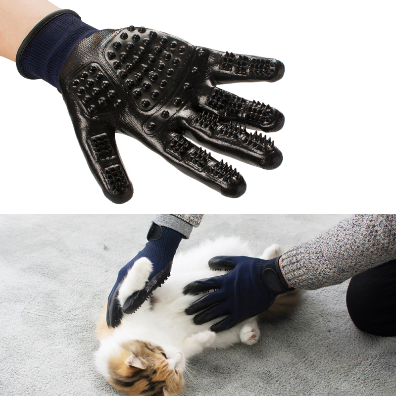 Manufacturer wholesale custom logo blue dog cat pet grooming glove hair removal