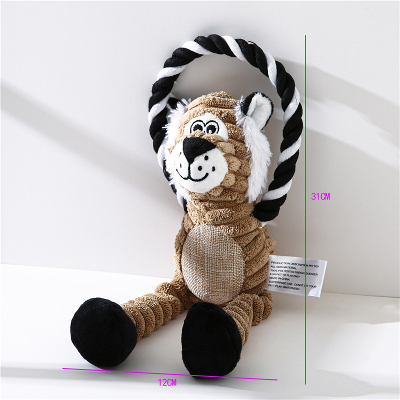Manufacturer wholesale squeaky dog plush rope toys monkey lion elephant