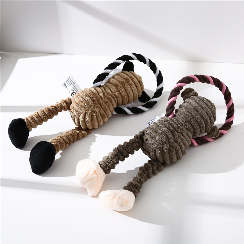 Manufacturer wholesale squeaky dog plush rope toys monkey lion elephant