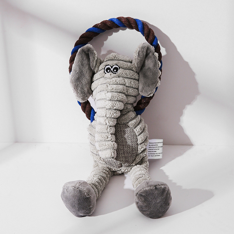 Manufacturer wholesale squeaky dog plush rope toys monkey lion elephant