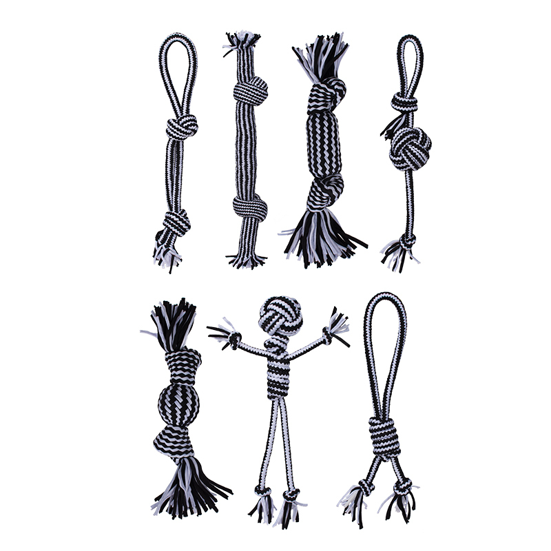 Manufacturer wholesale bite-resistance black white dog hard rope toys set
