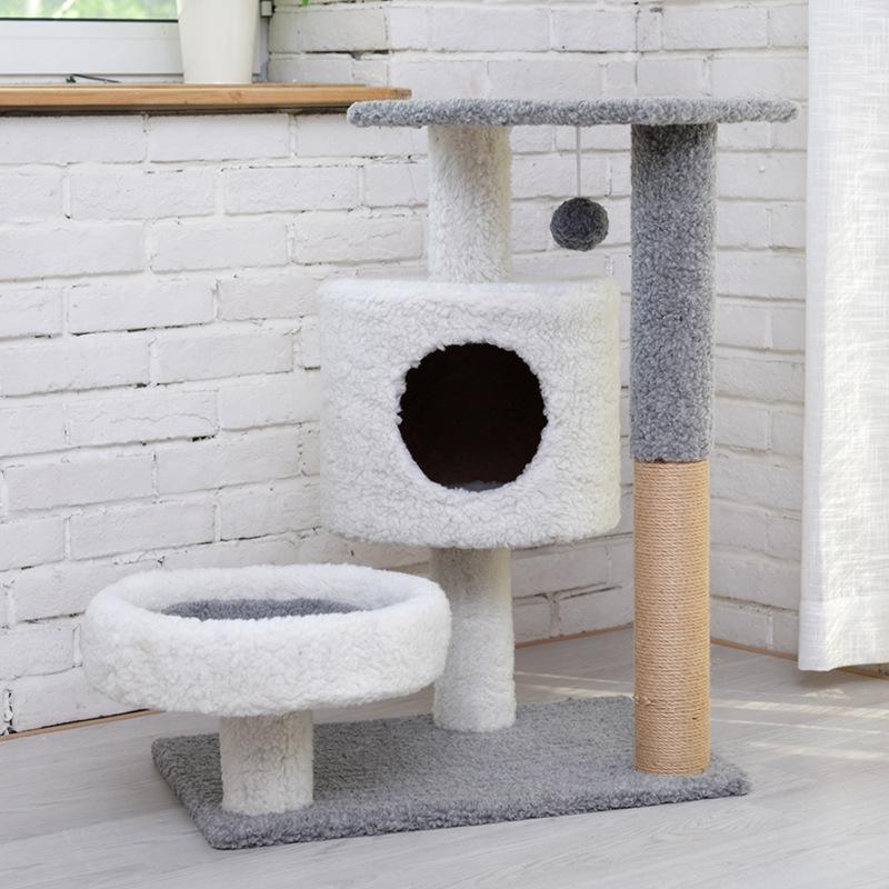 Manufacturer wholesale multi-colors sisal short plush cat scratcher house