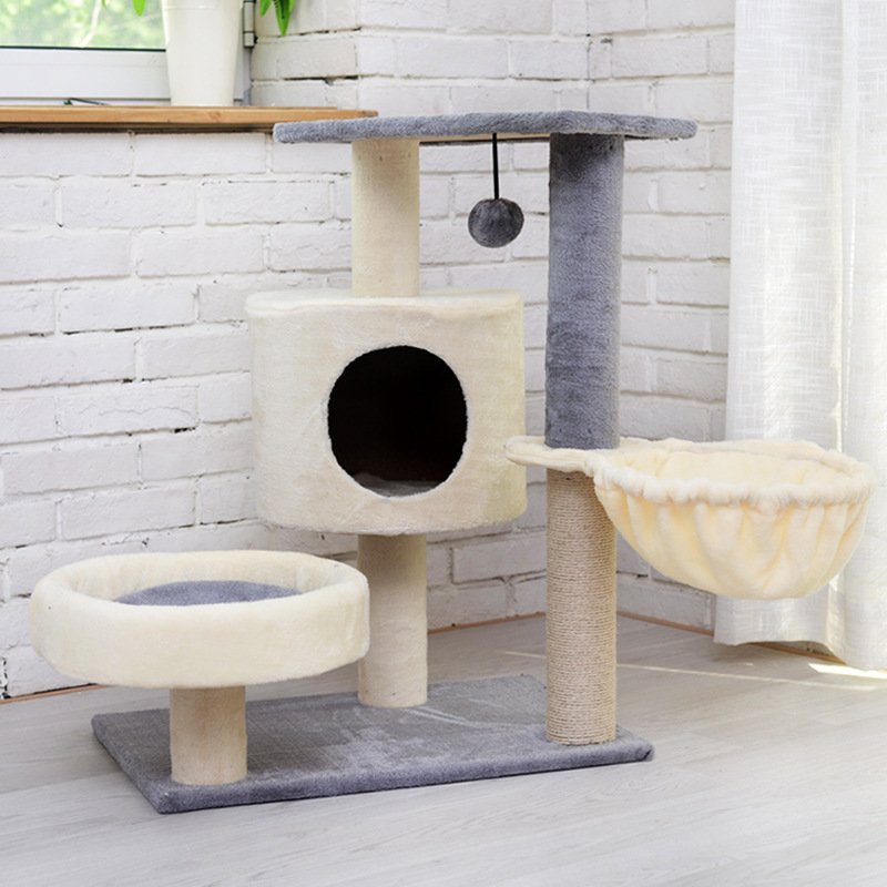 Manufacturer wholesale multi-colors sisal short plush cat scratcher house