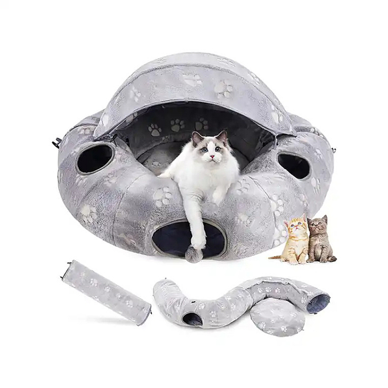 Wholesale Foldable Collapsible Plush Cat Tunnel Toy