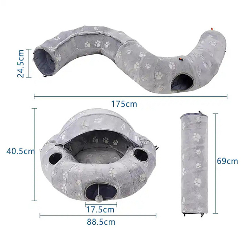 Wholesale Foldable Collapsible Plush Cat Tunnel Toy
