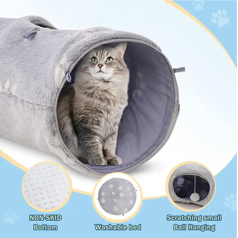 Wholesale Foldable Collapsible Plush Cat Tunnel Toy