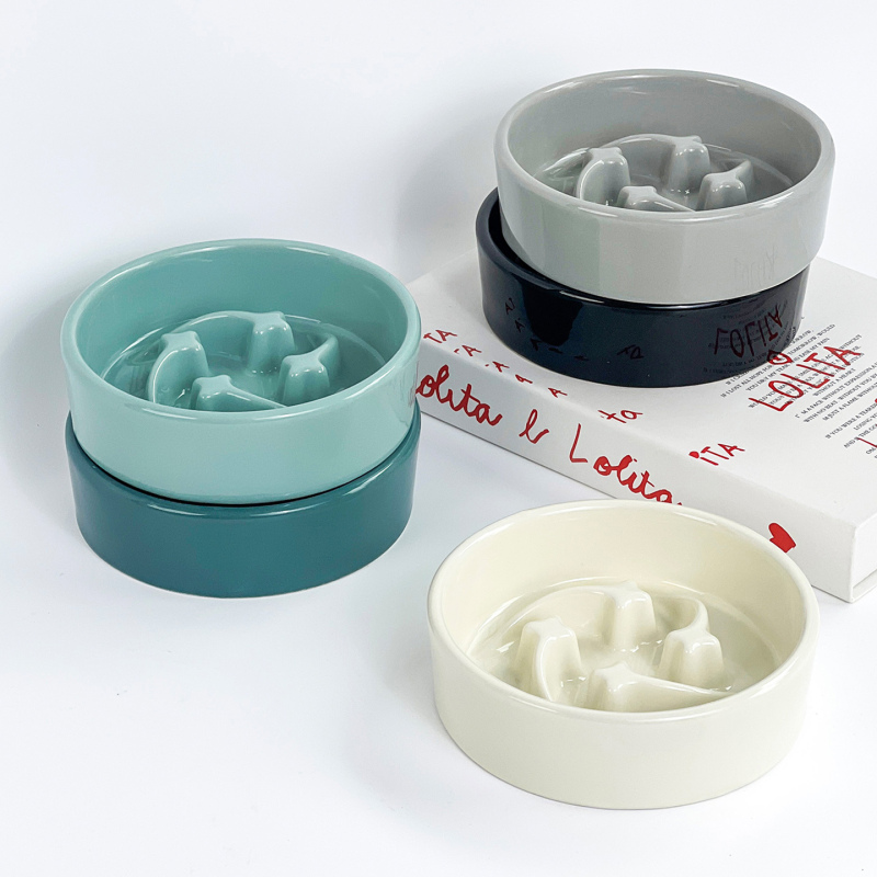Wholesale Custom Logo Slow Feeder Cat Dog Bowl Ceramic
